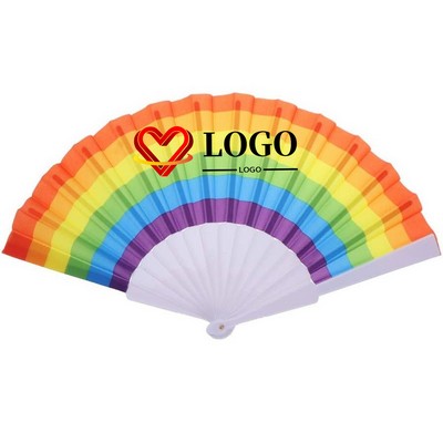 9 Inch Rainbow Pride Folding Hand Fans For Edm Music Club Event