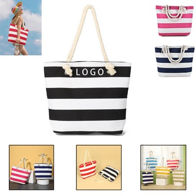 Beach Bags For Women Large Canvas Straps Striped Tote