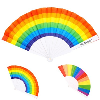 Folding Fabric Fan w/ Plastic Handle