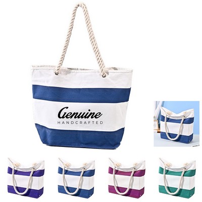 Striped Canvas Tote Bag
