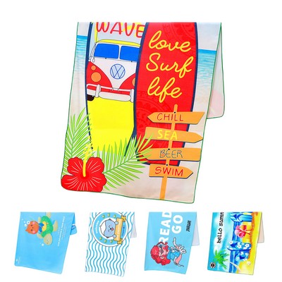 55"W x 27.5"H Premium Microfiber Velour Full-color Printing Beach Towel