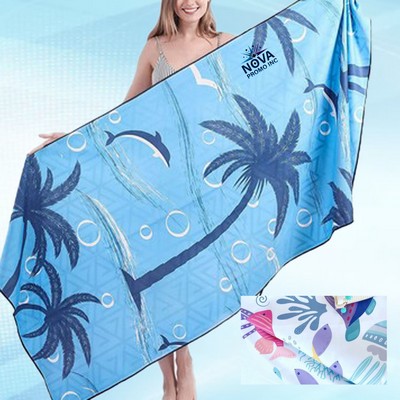 30 by 60" Sublimated Microfiber Sand-Proof Beach Towel for Ultimate Absorbency