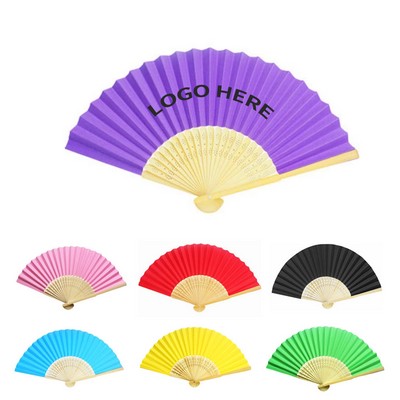 8.3" Portable Bamboo Folding Paper Fans